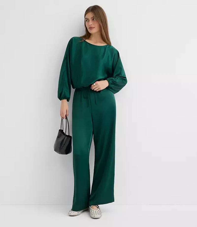 Petite Satin Bubble Hem Blouse