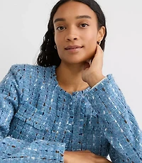 Frayed Tweed Collarless Jacket