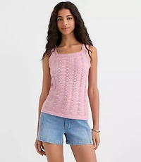 Scalloped Square Neck Sweater Tank Top