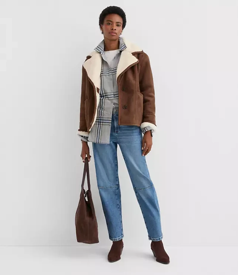 Tall Faux Suede Sherpa Jacket