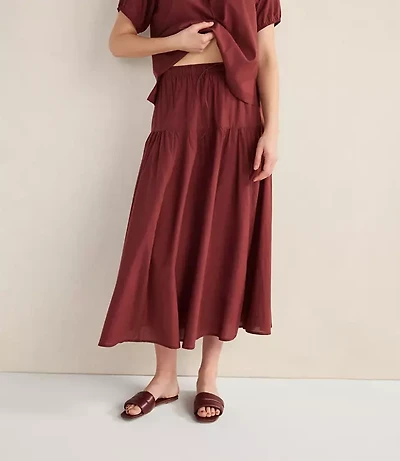 Haven Well Within Cotton Voile Blend Drop Waist Midi Skirt