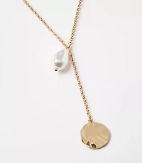 Pearlized Coin Y Necklace