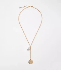 Pearlized Coin Y Necklace