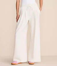Petite Lou & Grey Heathered Cozy Cotton Pleated Wide Leg Pants