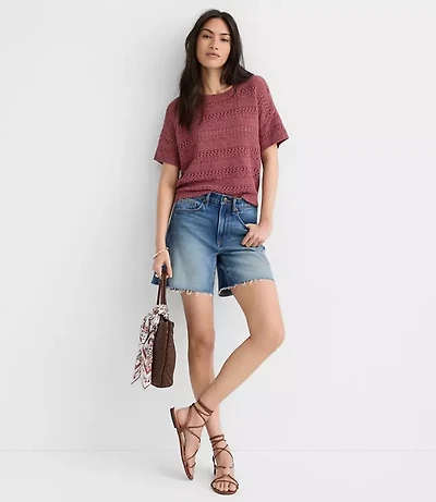 Pointelle Relaxed Sweater Tee