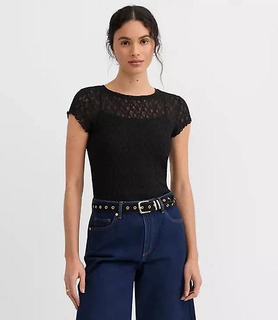 Lace Cap Sleeve Tee