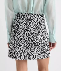 Petite Leopard Print Mini Skirt