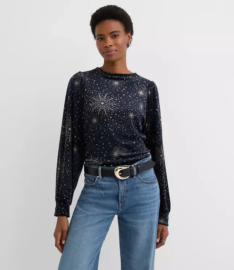 Petite Starry Velour Sweatshirt