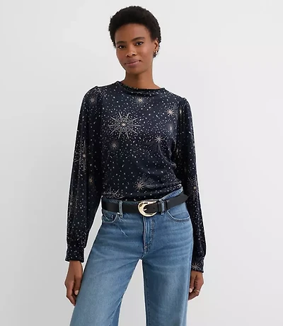 Petite Starry Velour Sweatshirt