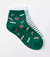 Candy Cane & Stripe Ankle Sock Set