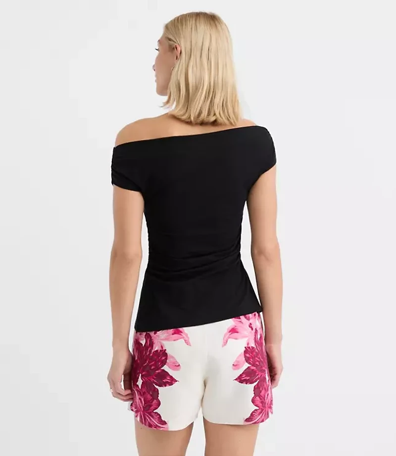 Slit Ruched Off The Shoulder Top
