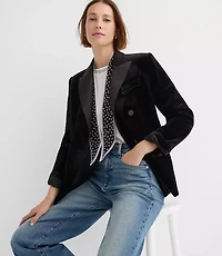 Tall Satin Trim Velvet Tuxedo Blazer