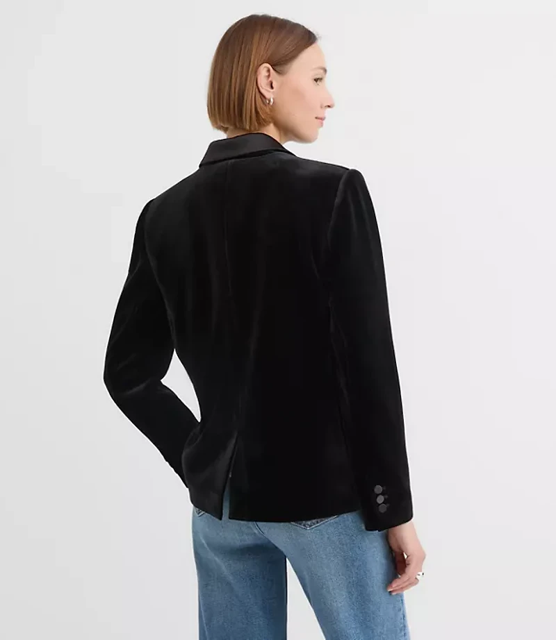 Tall Satin Trim Velvet Tuxedo Blazer