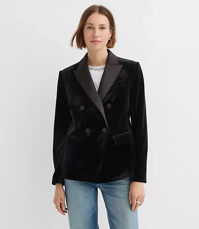 Tall Satin Trim Velvet Tuxedo Blazer