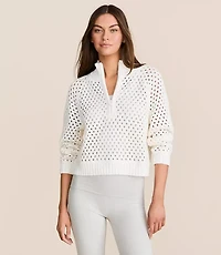 Lou & Grey Mesh Stitch Half Zip Sweater
