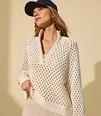 Lou & Grey Mesh Stitch Half Zip Sweater