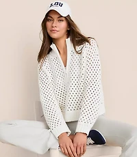 Lou & Grey Mesh Stitch Half Zip Sweater