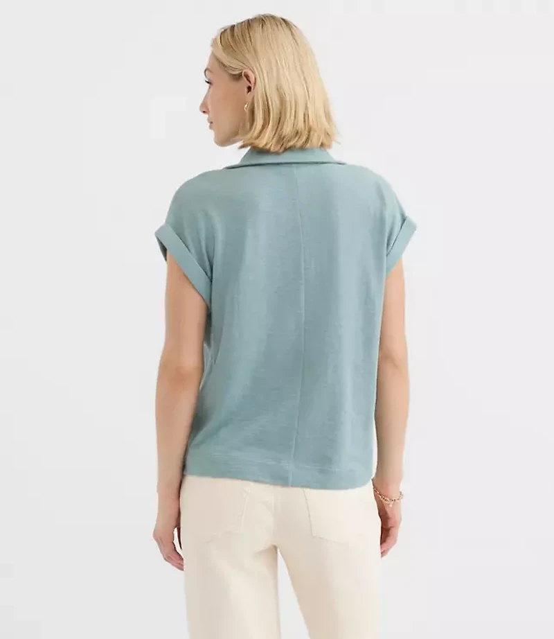 Collared Split Neck Top