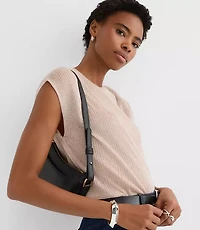 Shimmer Ribbed Cap Sleeve Sweater Tee