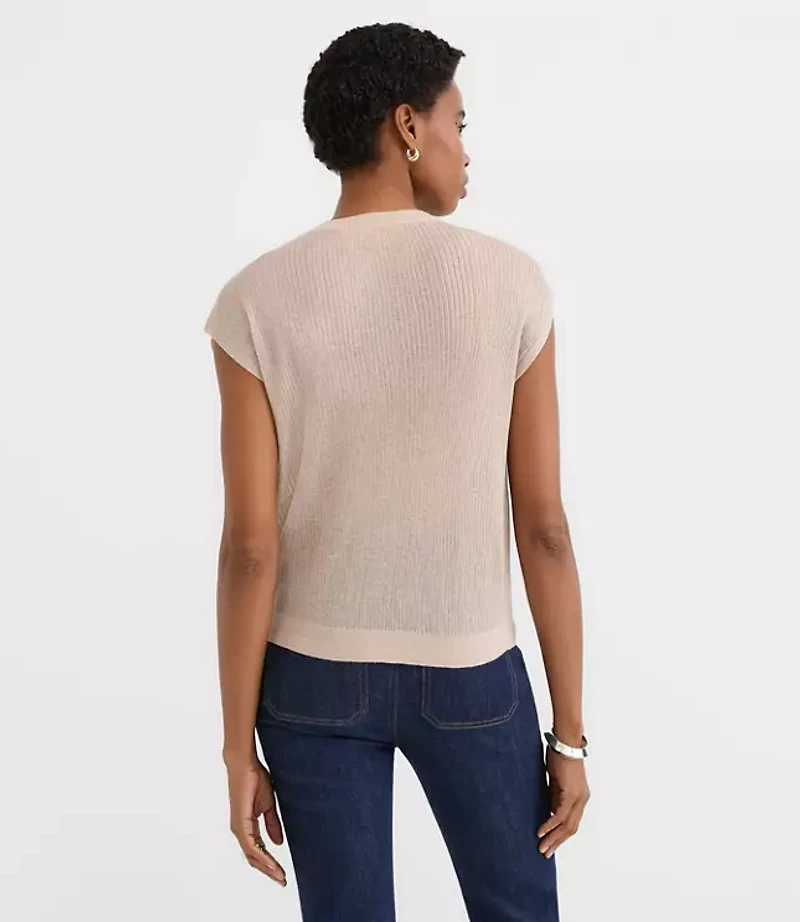 Shimmer Ribbed Cap Sleeve Sweater Tee