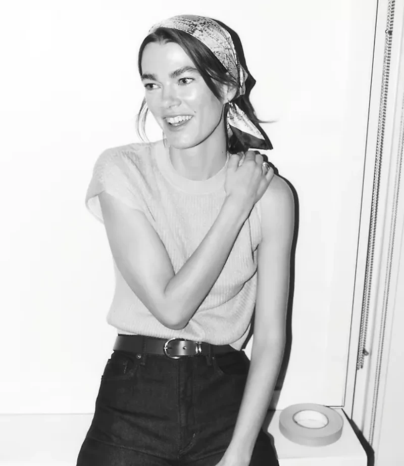 Shimmer Ribbed Cap Sleeve Sweater Tee