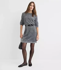 Petite Tinsel Fuzzy Mini Sweater Dress
