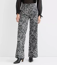 Petite Palmer Wide Leg Pants Leopard Print Velvet