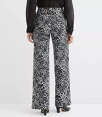 Petite Palmer Wide Leg Pants Leopard Print Velvet