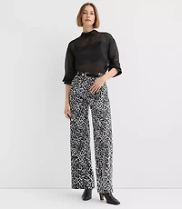 Petite Palmer Wide Leg Pants Leopard Print Velvet