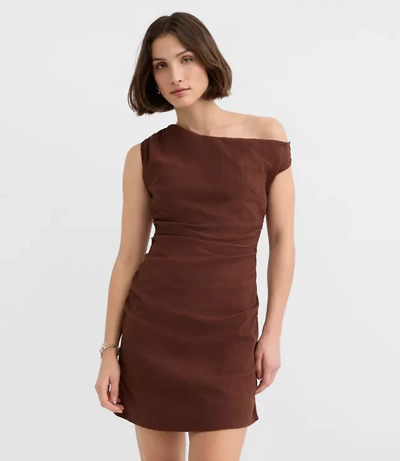 LOFT Beach Ruched Off The Shoulder Mini Dress