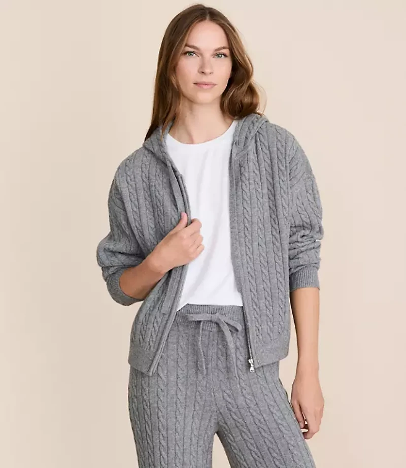 Petite Lou & Grey Cable Hoodie Sweater