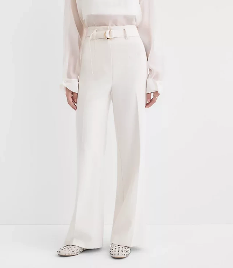 Belted Stovepipe Pants Doubleface