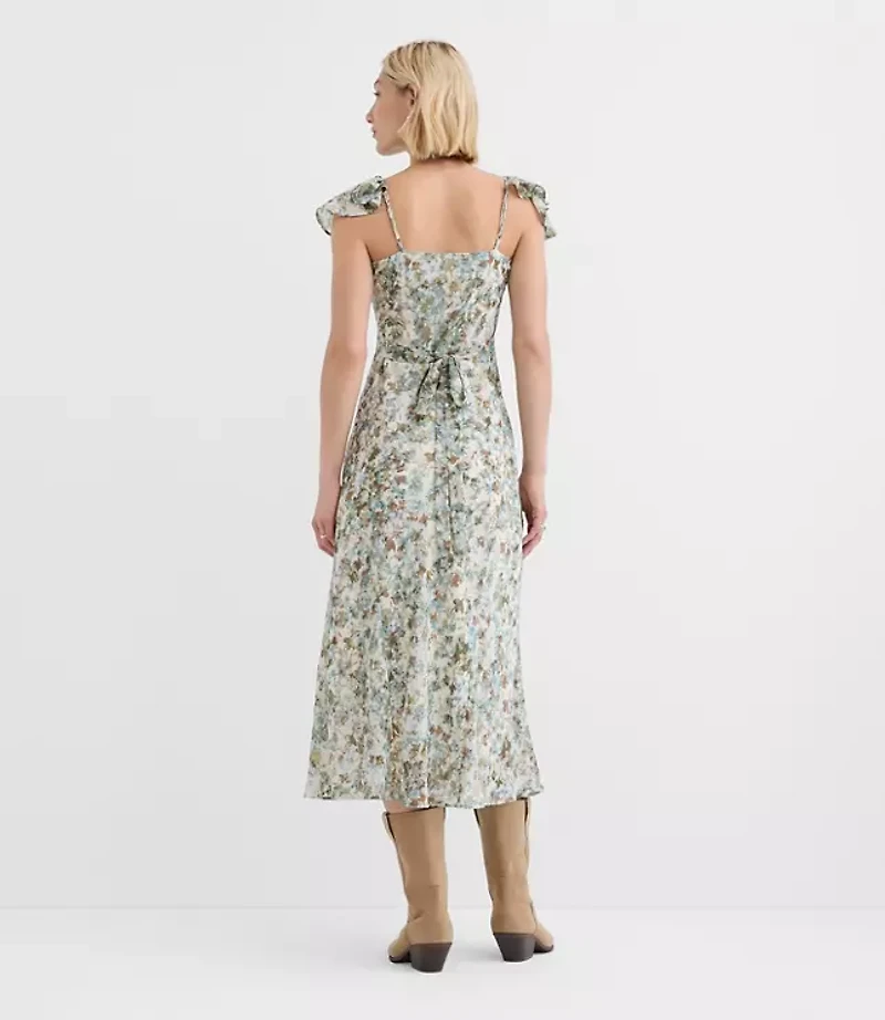 Floral Ruffle Strappy Back Maxi Dress