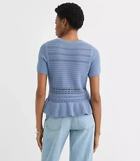Pointelle Peplum Sweater