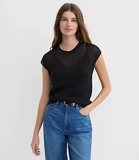 Ribbed Cap Sleeve Sweater Tee