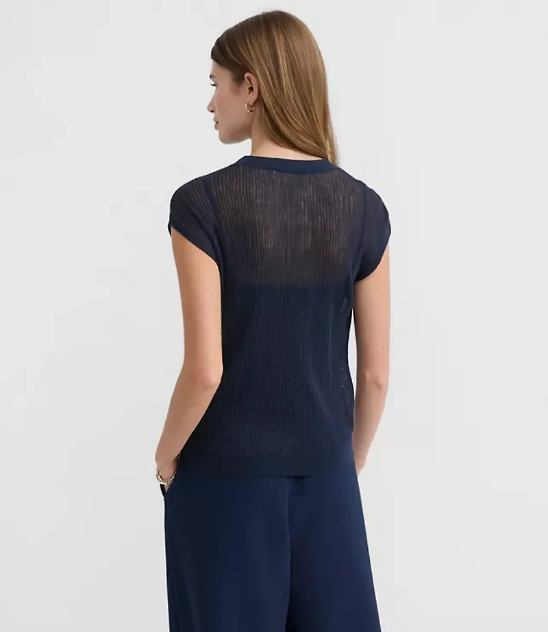 Ribbed Cap Sleeve Sweater Tee