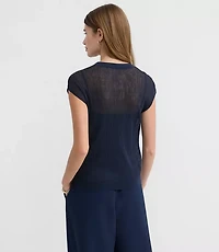 Ribbed Cap Sleeve Sweater Tee