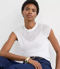 Ribbed Cap Sleeve Sweater Tee