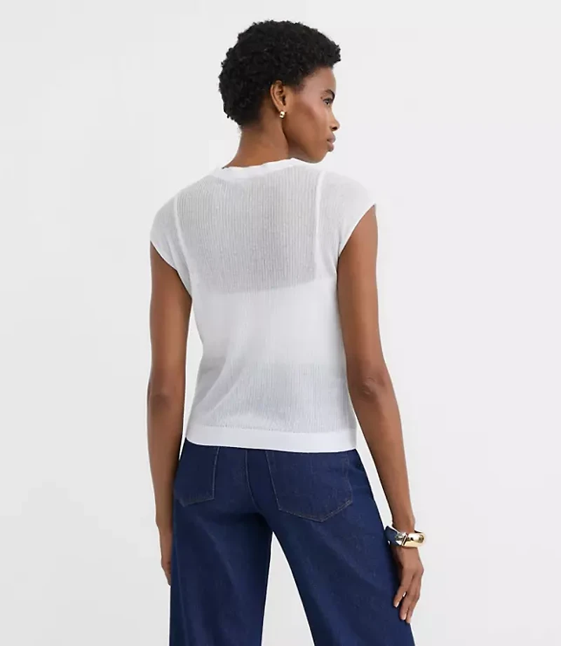 Ribbed Cap Sleeve Sweater Tee