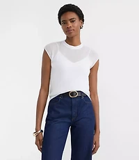 Ribbed Cap Sleeve Sweater Tee