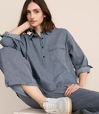 Lou & Grey Striped Pocket Popover Top