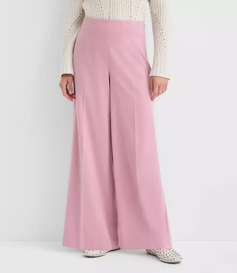 Petite Darted Palazzo Pants Brushed Flannel