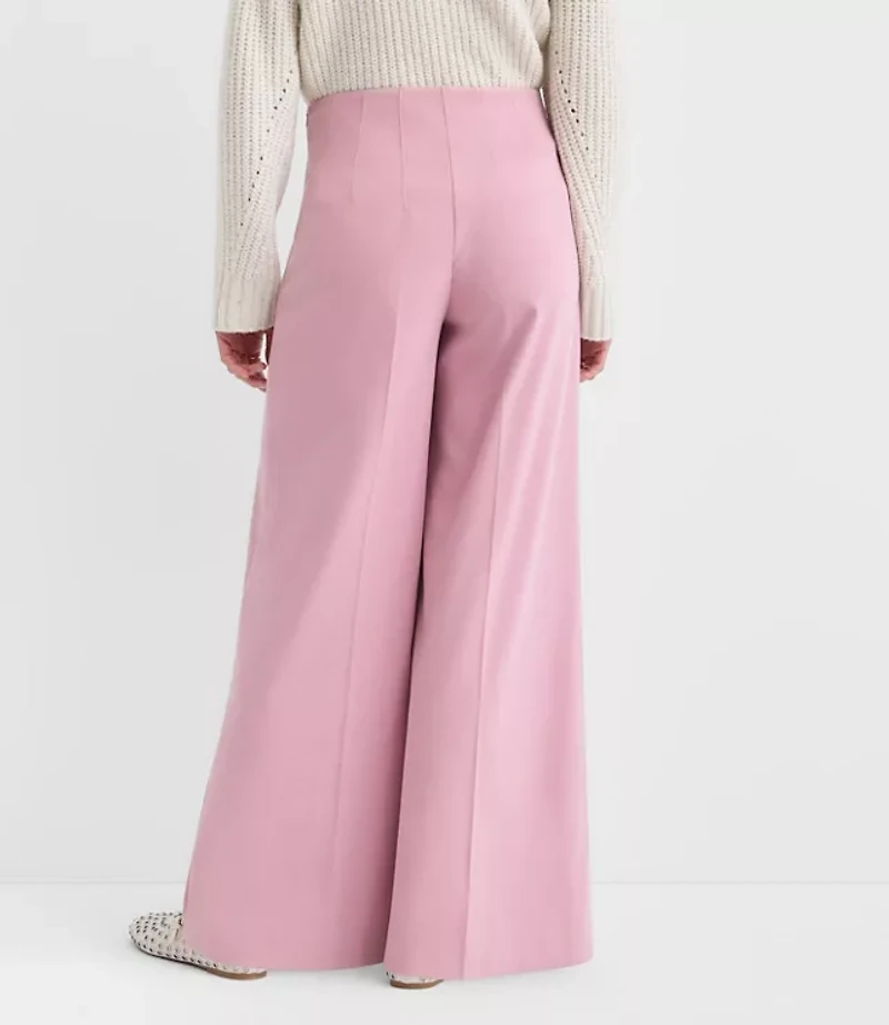 Petite Darted Palazzo Pants Brushed Flannel