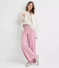 Petite Darted Palazzo Pants Brushed Flannel