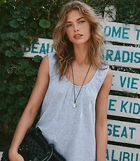 Lou & Grey Crosshatch Linen Cotton Scoop Neck Maxi Pocket Dress