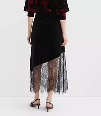 Tall Chantilly Lace Velvet Bias Midi Skirt