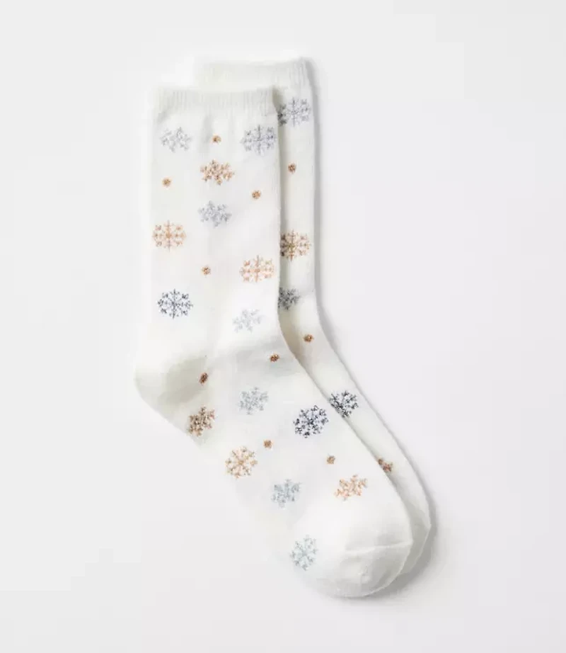 Shimmer Snowflake Cozy Crew Socks