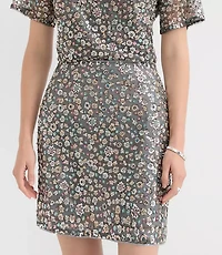 Petite Floral Sequin Mini Skirt