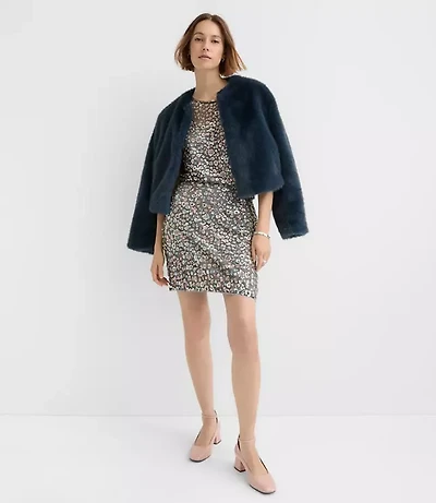 Petite Floral Sequin Mini Skirt