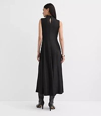 Petite Foil Ribbed Mock Neck Maxi Dress